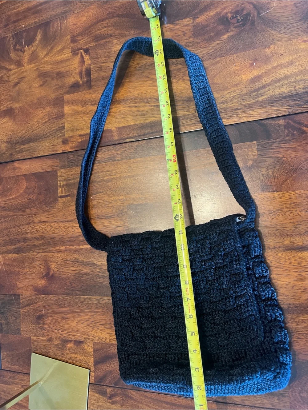 The Sak Black Crochet Woven Flap Shoulder Bag Boho Purse